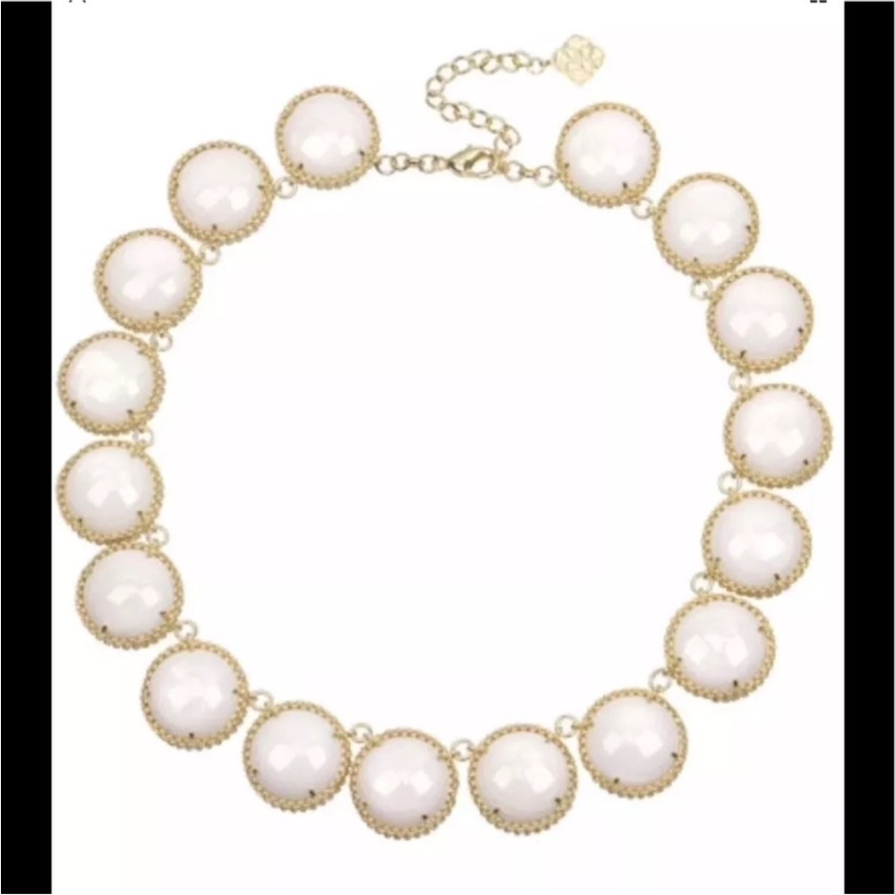 Kendra Scott VTG Adriana Necklace White Pearl Statement in Gold Retired